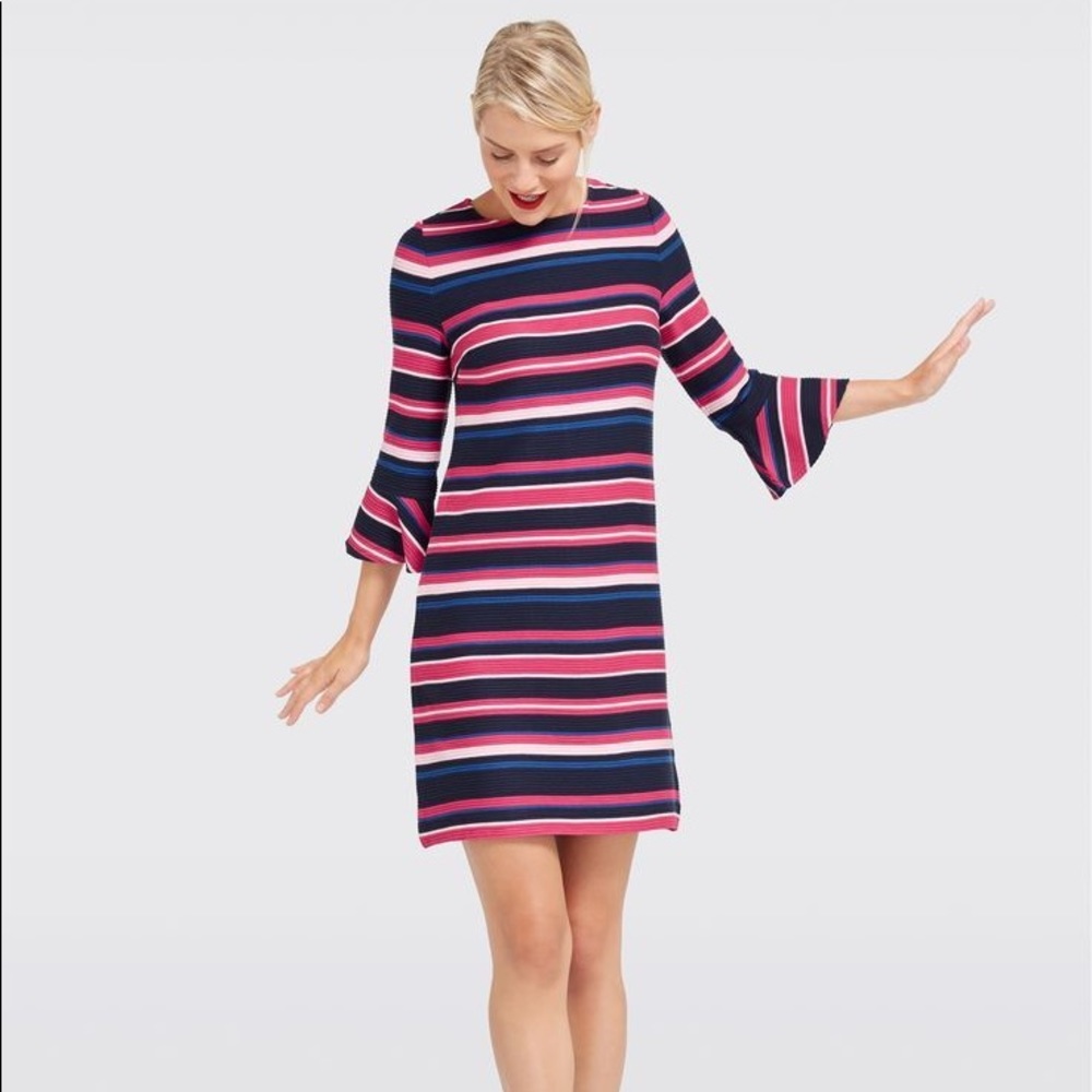 Draper James Pop Stripe Ribbed Textured Fall Dress Jul2313